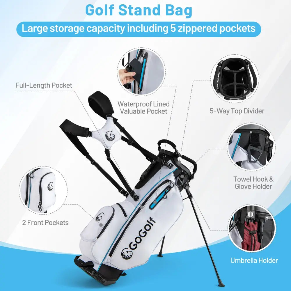 Men’s Complete Golf Clubs and Bag Set-White - White - Golf