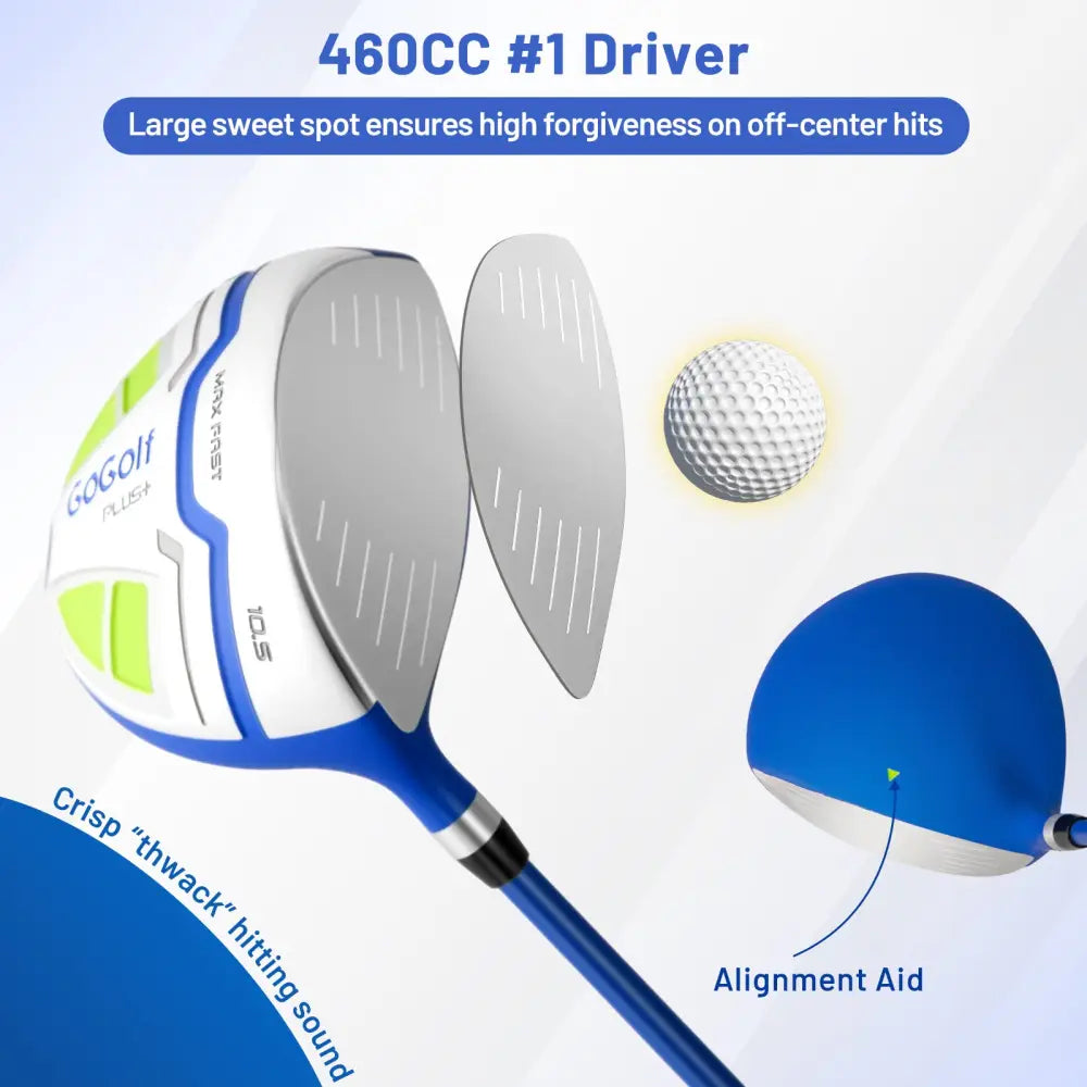 Men’s Complete Golf Clubs and Bag Set with Headcovers and Putter-Blue - Blue - Golf