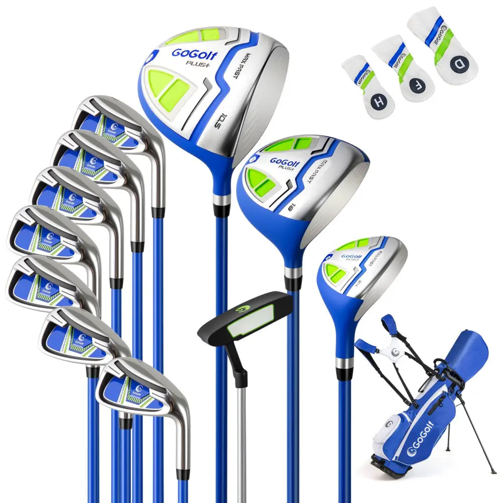 Men’s Complete Golf Clubs and Bag Set with Headcovers and Putter-Blue - Blue - Golf