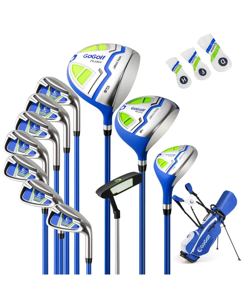 Men’s Complete Golf Clubs and Bag Set with Headcovers and Putter-Blue - Blue - Golf