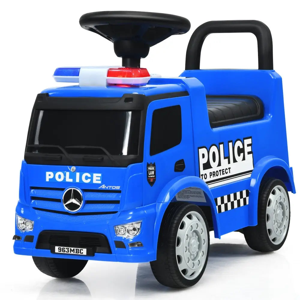 Mercedes Benz Kids Ride On Push Licensed Police Car-Blue - Blue - Push & Pedal Ride On Toys