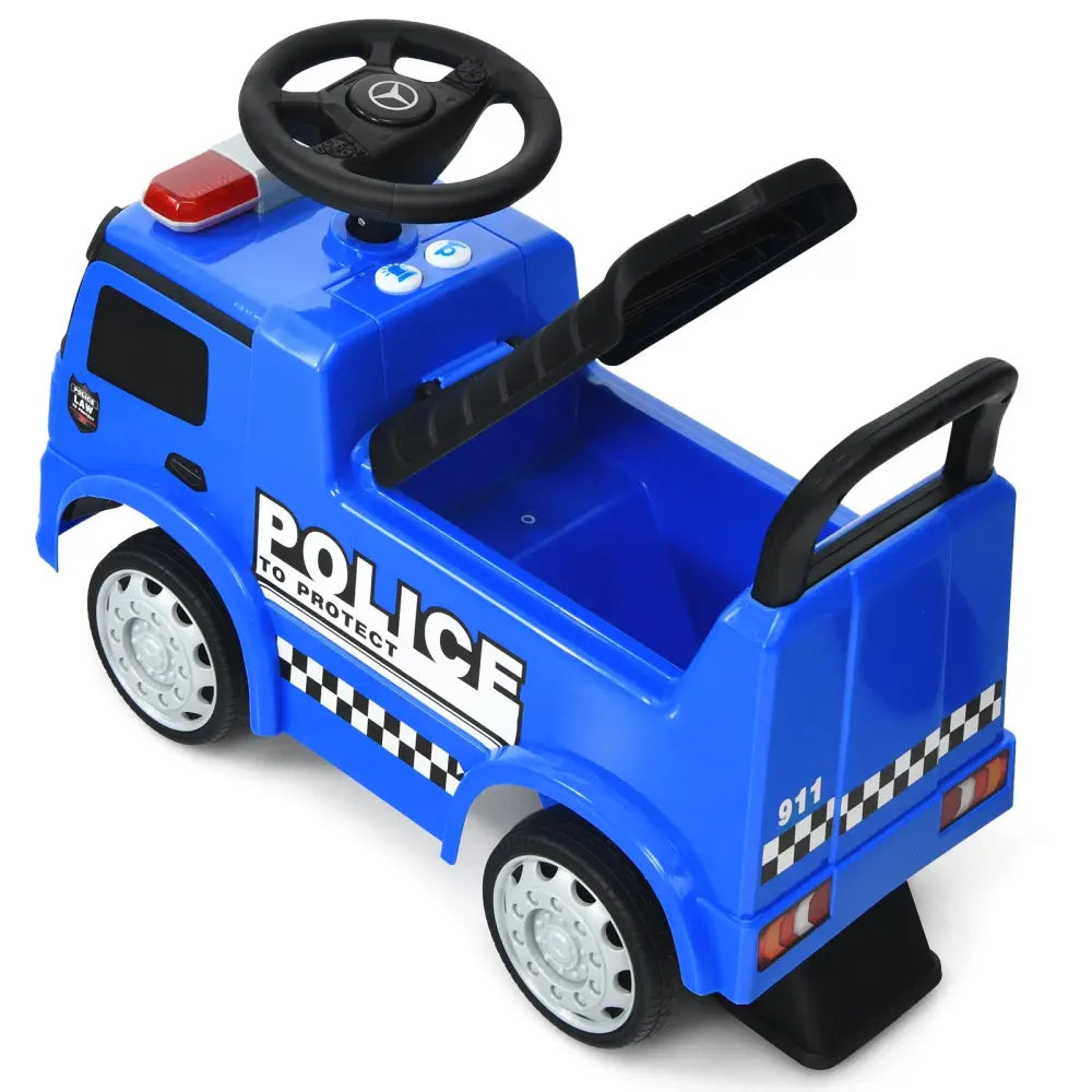 Mercedes Benz Kids Ride On Push Licensed Police Car-Blue - Blue - Push & Pedal Ride On Toys