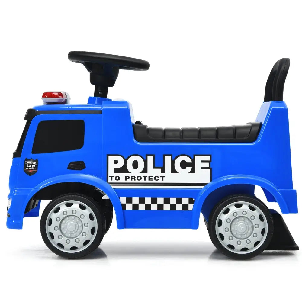 Mercedes Benz Kids Ride On Push Licensed Police Car-Blue - Blue - Push & Pedal Ride On Toys