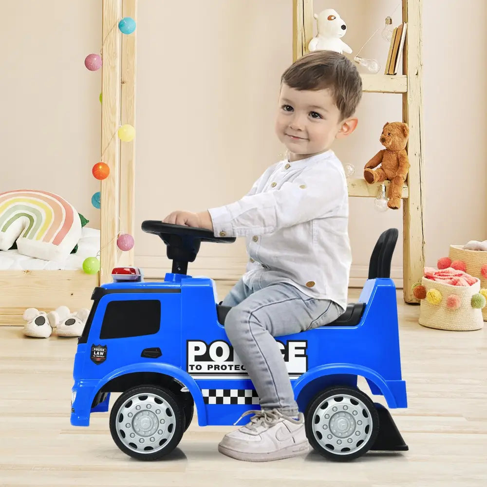 Mercedes Benz Kids Ride On Push Licensed Police Car-Blue - Blue - Push & Pedal Ride On Toys