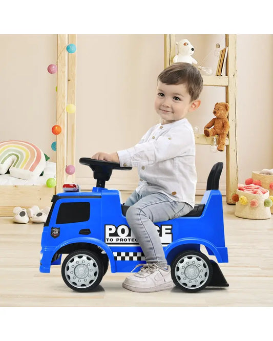 Mercedes Benz Kids Ride On Push Licensed Police Car-Blue - Blue - Push & Pedal Ride On Toys