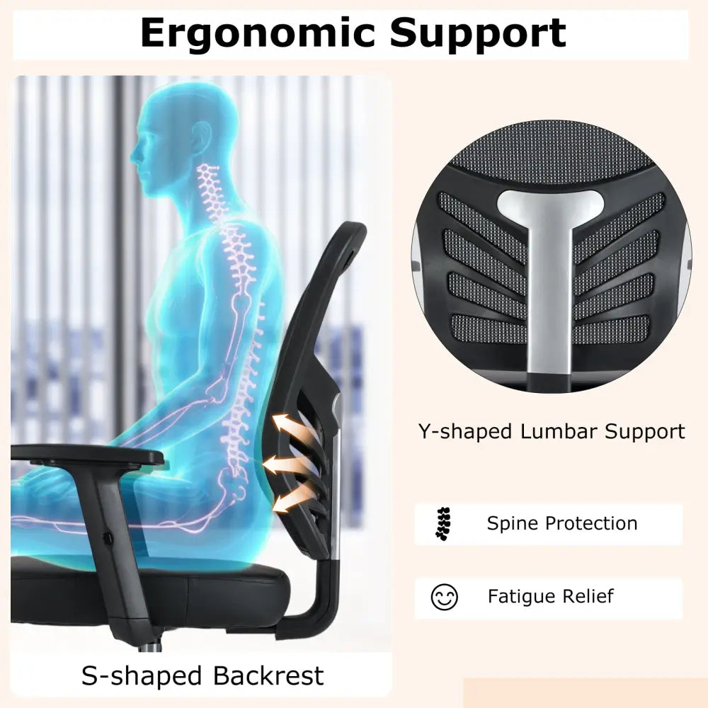 Mesh Drafting Chair Office Chair with Adjustable Armrests and Foot-Ring-Black - Black - Mesh Chairs