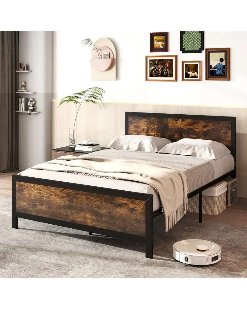 Metal Bed Frame with Headboard and Footboard-Full Size - Simple Bed Frame