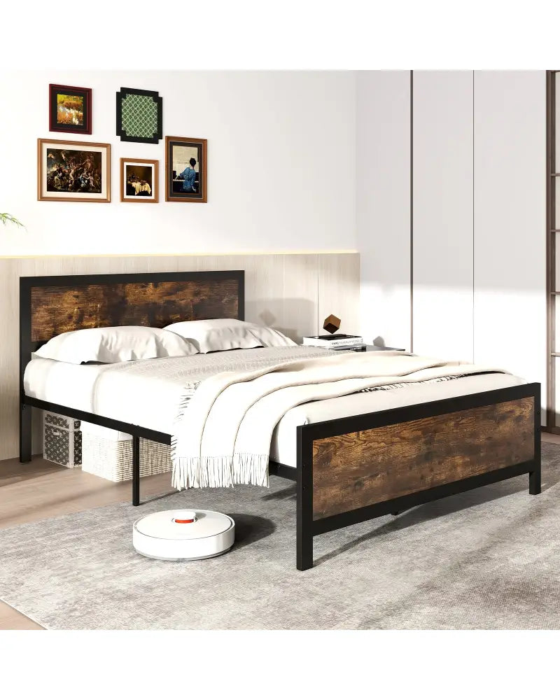 Metal Bed Frame with Headboard and Footboard-Full Size - Simple Bed Frame