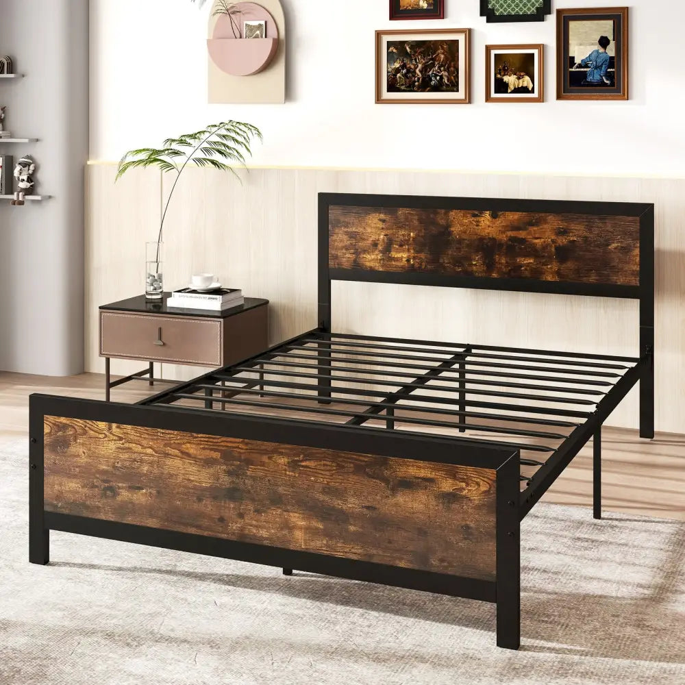 Metal Bed Frame with Headboard and Footboard-Full Size - Simple Bed Frame