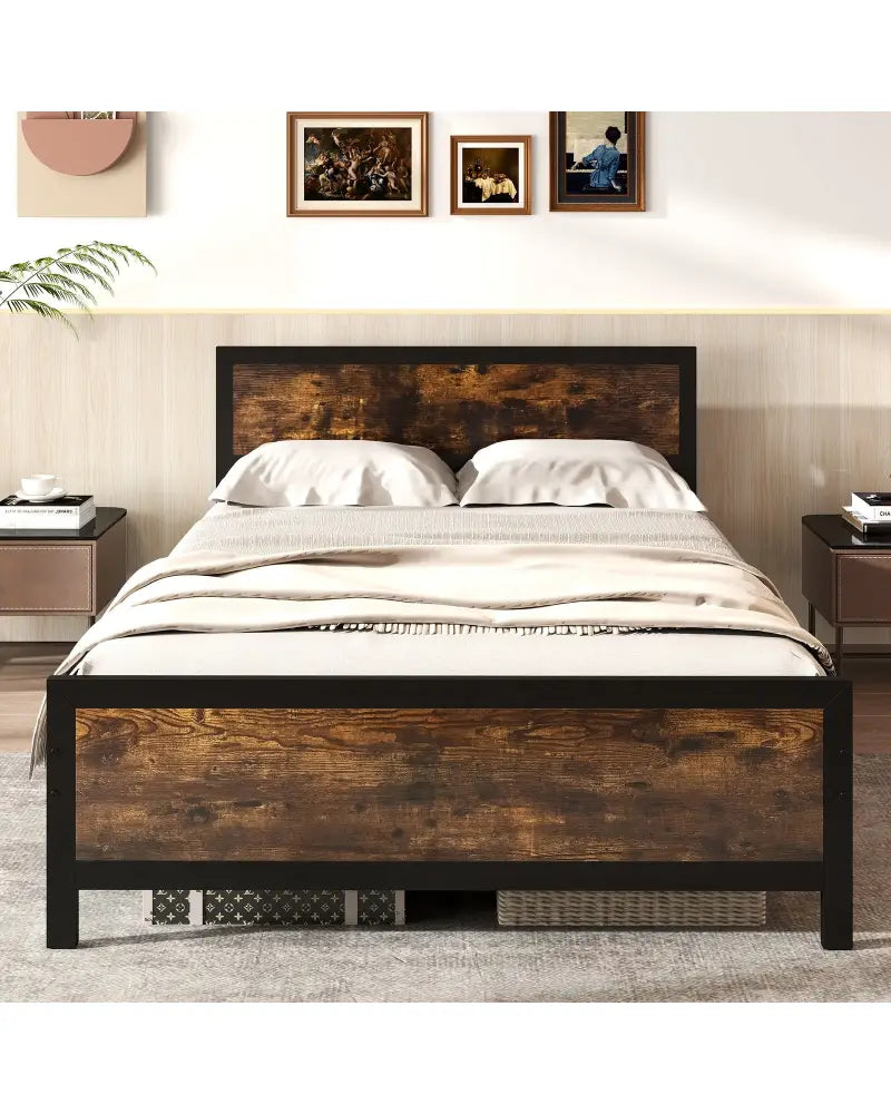 Metal Bed Frame with Headboard and Footboard-Full Size - Simple Bed Frame