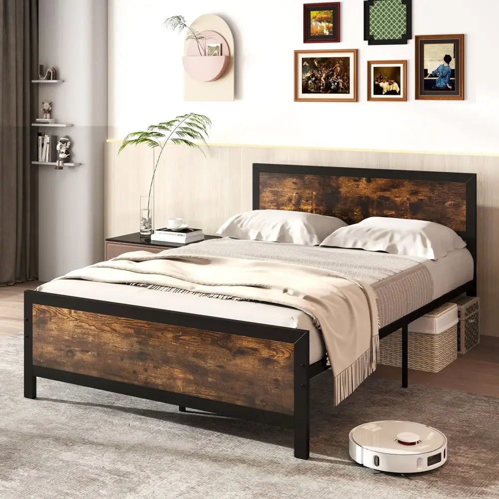 Metal Bed Frame with Headboard and Footboard-Full Size - Simple Bed Frame