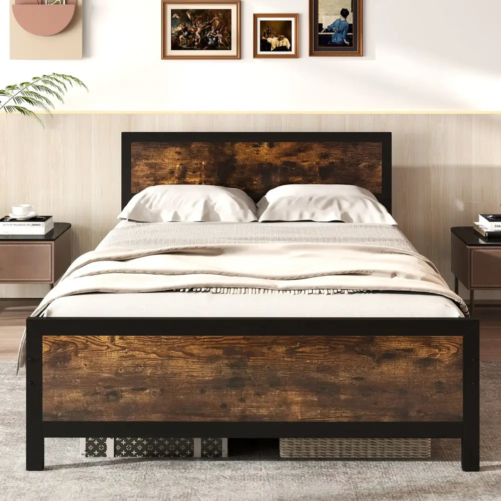 Metal Bed Frame with Headboard and Footboard-Full Size - Simple Bed Frame