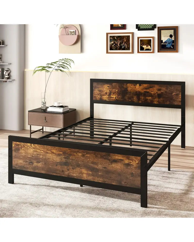 Metal Bed Frame with Headboard and Footboard-Full Size - Simple Bed Frame