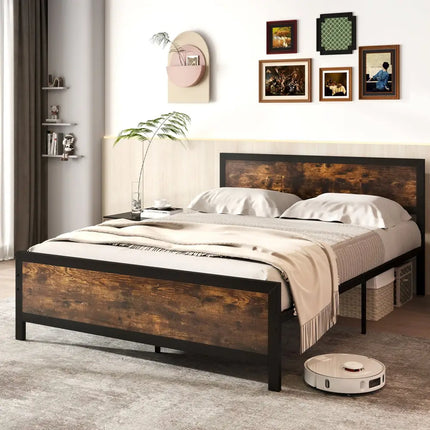 Metal Bed Frame with Headboard and Footboard-Queen Size - Simple Bed Frame