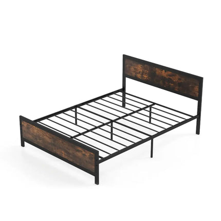 Metal Bed Frame with Headboard and Footboard-Queen Size - Simple Bed Frame