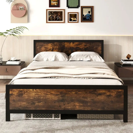 Metal Bed Frame with Headboard and Footboard-Queen Size - Simple Bed Frame