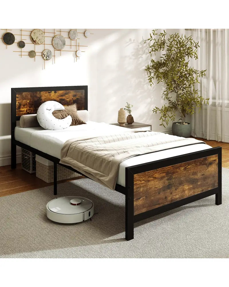Metal Bed Frame with Headboard and Footboard-Twin Size - Simple Bed Frame
