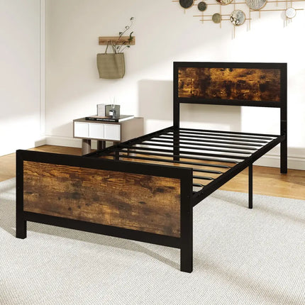 Metal Bed Frame with Headboard and Footboard-Twin Size - Simple Bed Frame