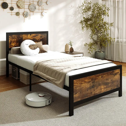 Metal Bed Frame with Headboard and Footboard-Twin Size - Simple Bed Frame