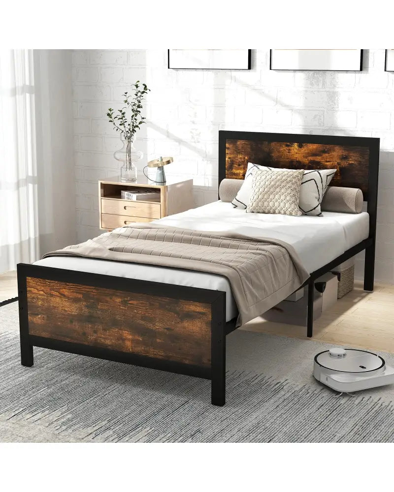 Metal Bed Frame with Headboard and Footboard-Twin Size - Simple Bed Frame