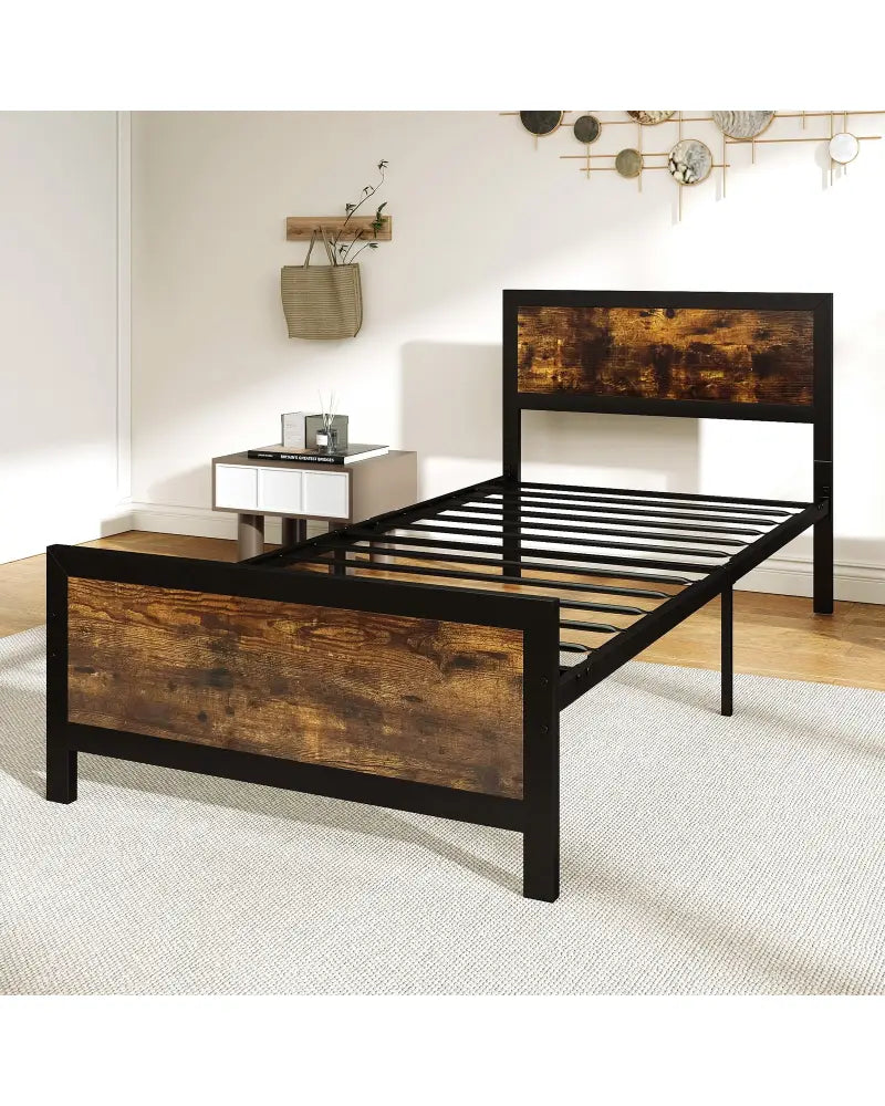 Metal Bed Frame with Headboard and Footboard-Twin Size - Simple Bed Frame