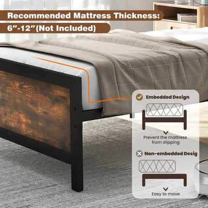 Metal Bed Frame with Headboard and Footboard-Twin Size - Simple Bed Frame