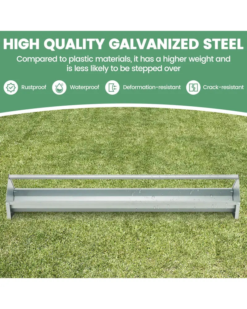 Metal Chicken Feeder Chicken Feeding Trough with Drainage Holes-Silver - Silver - Chicken Coops