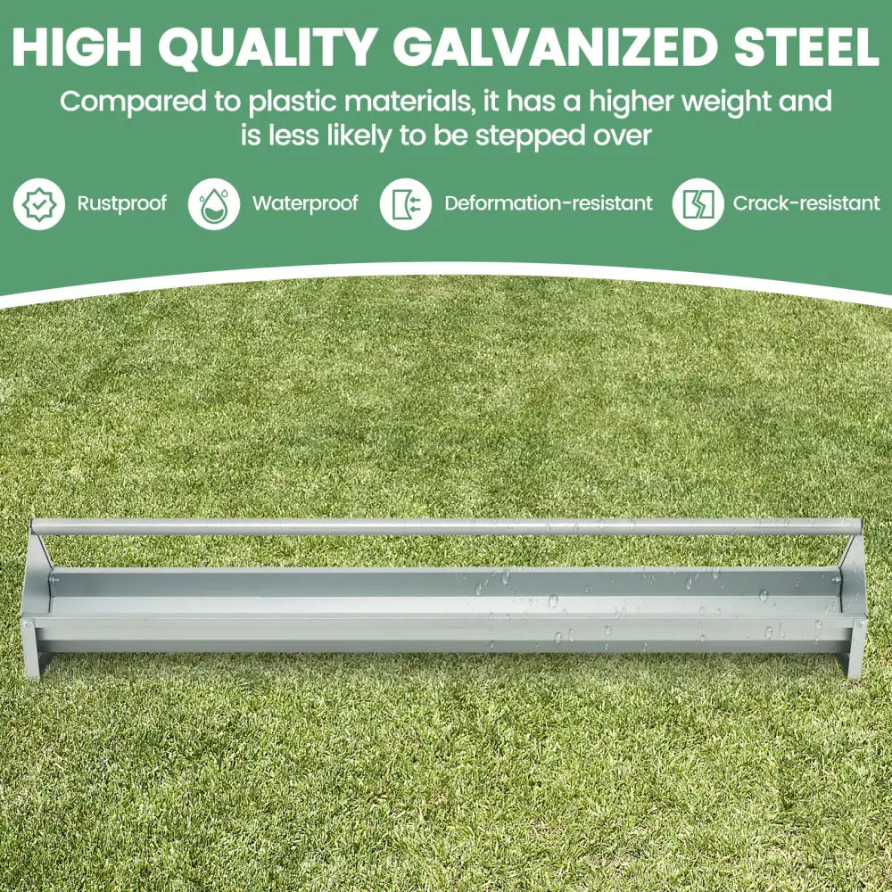 Metal Chicken Feeder Chicken Feeding Trough with Drainage Holes-Silver - Silver - Chicken Coops