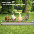 Metal Chicken Feeder Chicken Feeding Trough with Drainage Holes-Silver - Silver - Chicken Coops