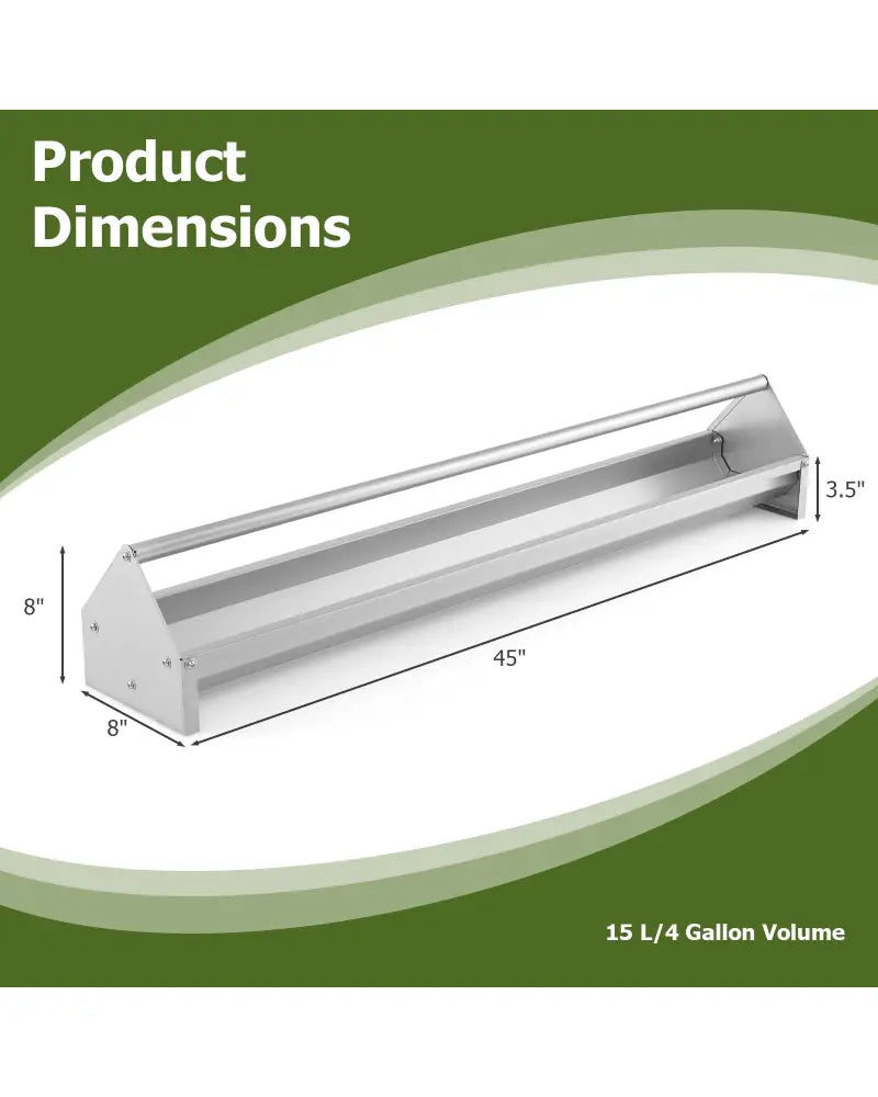 Metal Chicken Feeder Chicken Feeding Trough with Drainage Holes-Silver - Silver - Chicken Coops