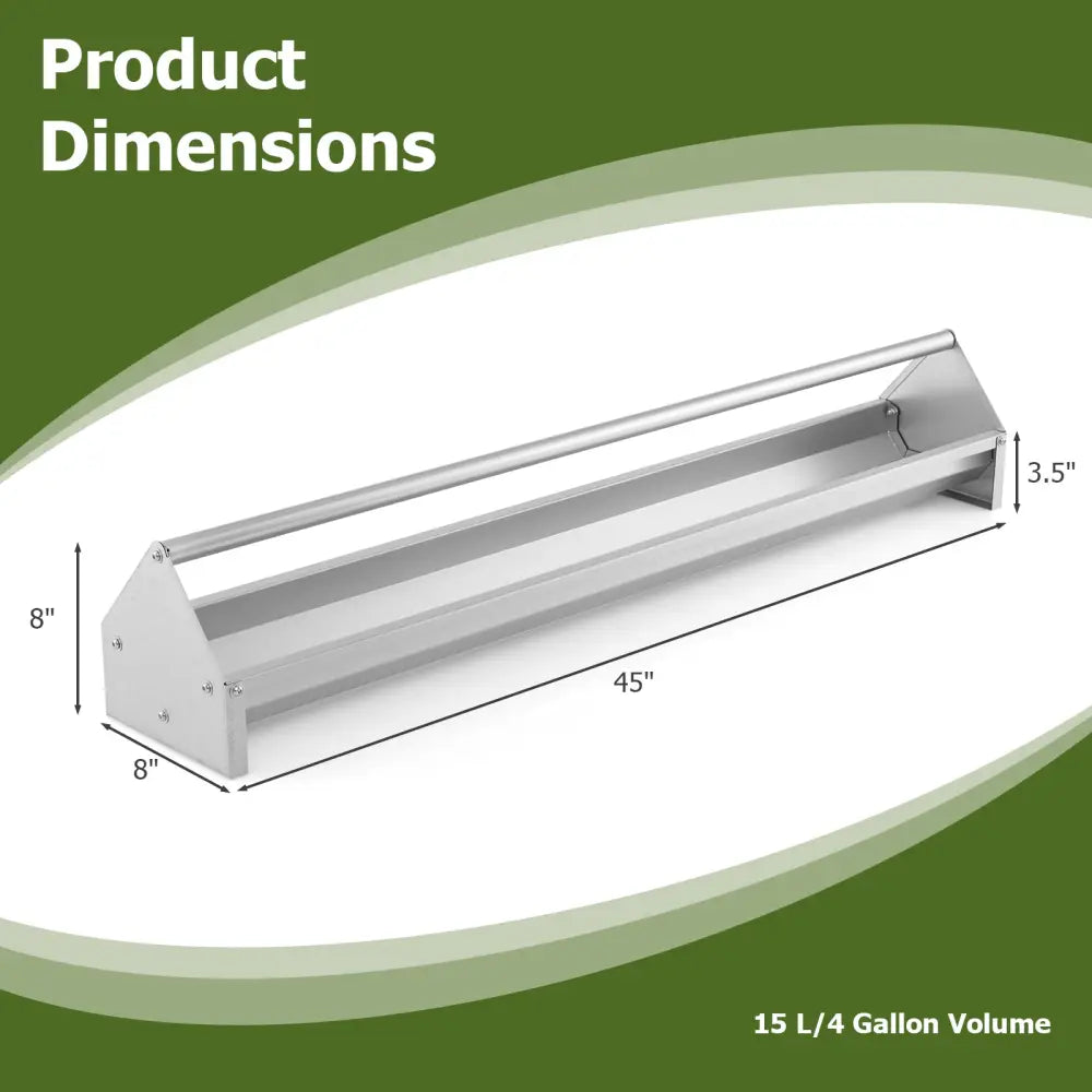 Metal Chicken Feeder Chicken Feeding Trough with Drainage Holes-Silver - Silver - Chicken Coops