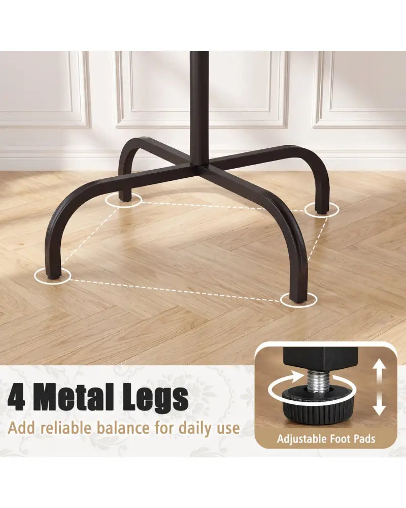 Metal Coat Rack Freestanding with 16 Hooks and 4 Legs for Entryway Office Bedroom-Black - Black - Coat Racks & Hall