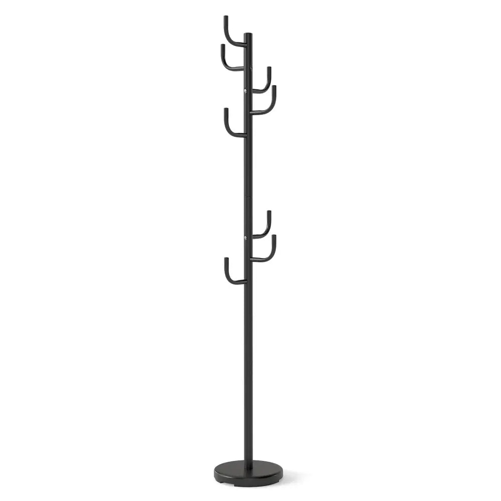 Metal Coat Rack Stand with 8 Sturdy Hooks and Metal Base - Black - Coat Racks & Hall Trees