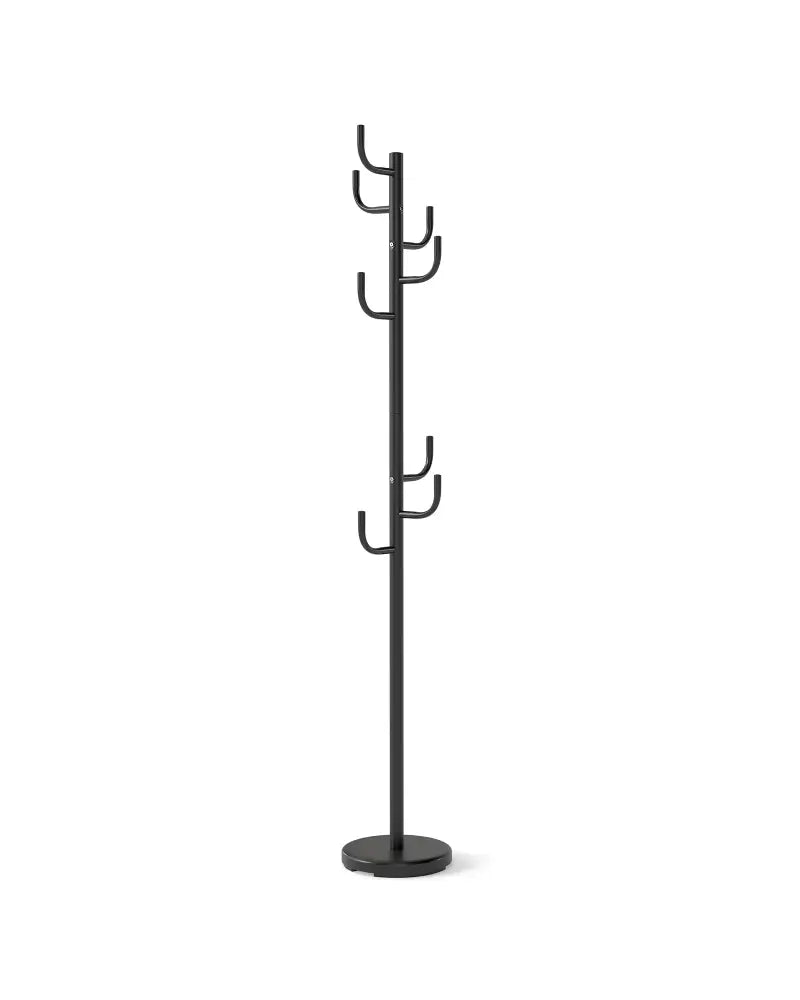 Metal Coat Rack Stand with 8 Sturdy Hooks and Metal Base - Black - Coat Racks & Hall Trees