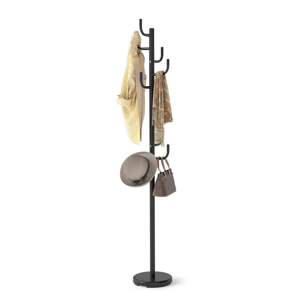 Metal Coat Rack Stand with 8 Sturdy Hooks and Metal Base - Black - Coat Racks & Hall Trees