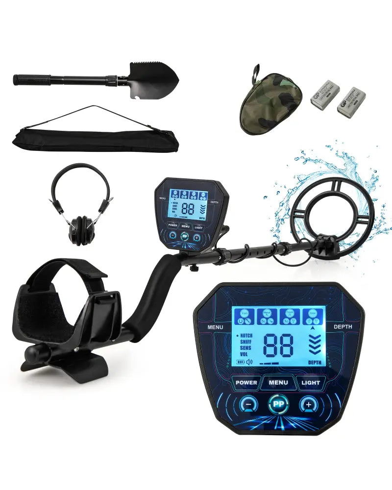 Metal Detector with Backlit LCD Display and Advanced DSP Chip - Black - Garden Tools