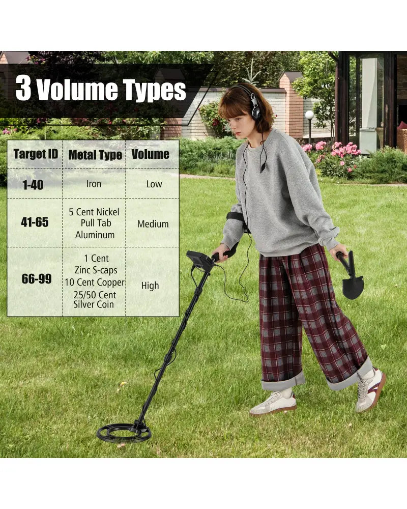 Metal Detector with Backlit LCD Display and Advanced DSP Chip - Black - Garden Tools