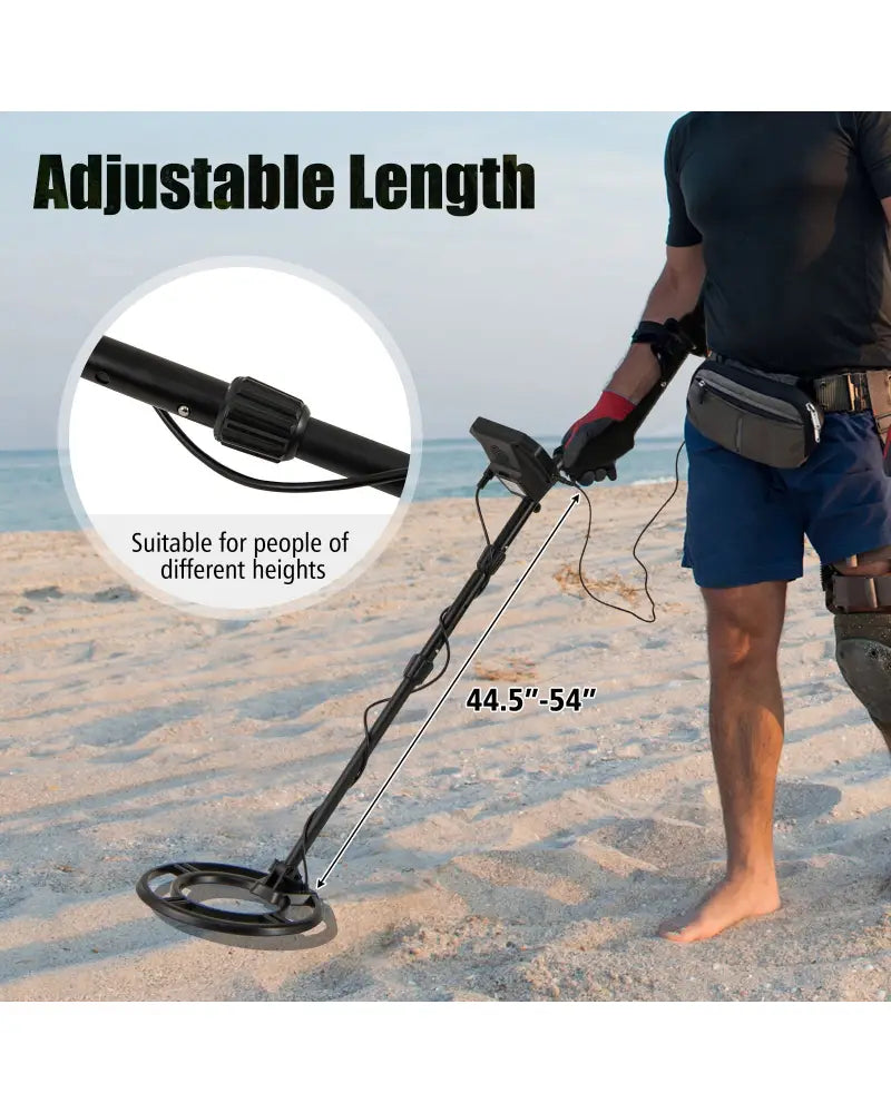 Metal Detector with Backlit LCD Display and Advanced DSP Chip - Black - Garden Tools