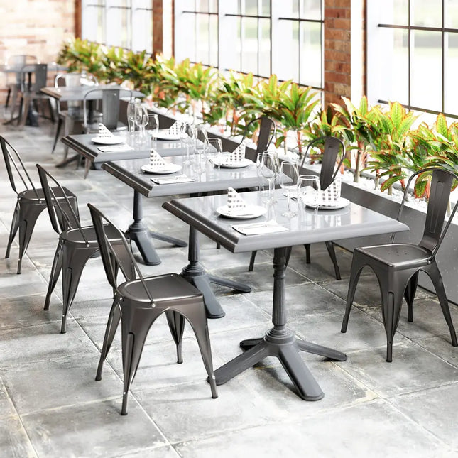 Metal Dining Chairs Set of 4 with Removable Backrest for Dining Room Restaurant Living Room-Gun - Gun - Dining Chairs