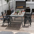 Metal Dining Chairs Set of 4 with Removable Backrest for Dining Room Restaurant Living Room-Black - Black - Dining