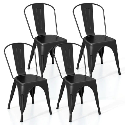 Metal Dining Chairs Set of 4 with Removable Backrest for Dining Room Restaurant Living Room-Black - Black - Dining
