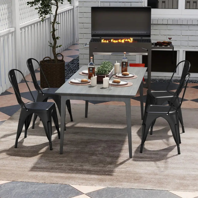 Metal Dining Chairs Set of 4 with Removable Backrest for Dining Room Restaurant Living Room-Black - Black - Dining