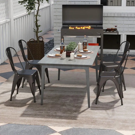 Metal Dining Chairs Set of 4 with Removable Backrest for Dining Room Restaurant Living Room-Gun - Gun - Dining Chairs