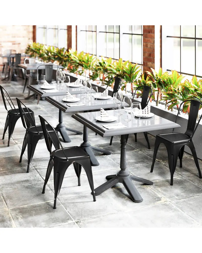 Metal Dining Chairs Set of 4 with Removable Backrest for Dining Room Restaurant Living Room-Black - Black - Dining
