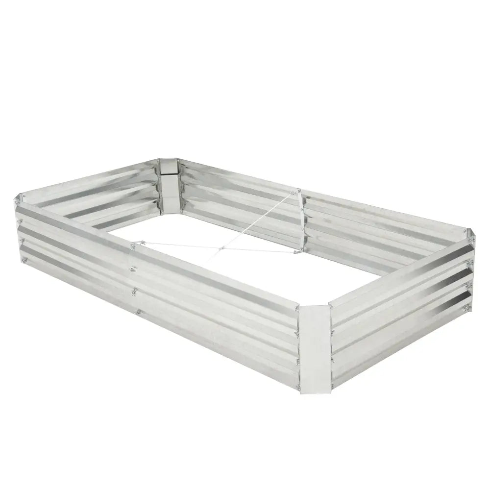 Metal Galvanized Raised Garden Bed with Open-Ended Base-6 x 3 ft - Silver - Raised Garden Beds
