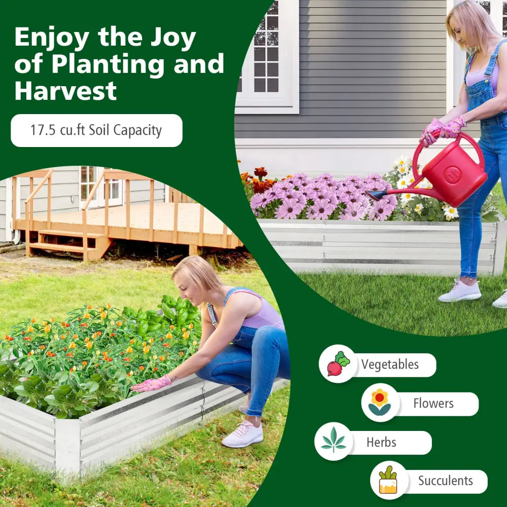 Metal Galvanized Raised Garden Bed with Open-Ended Base-6 x 3 ft - Silver - Raised Garden Beds