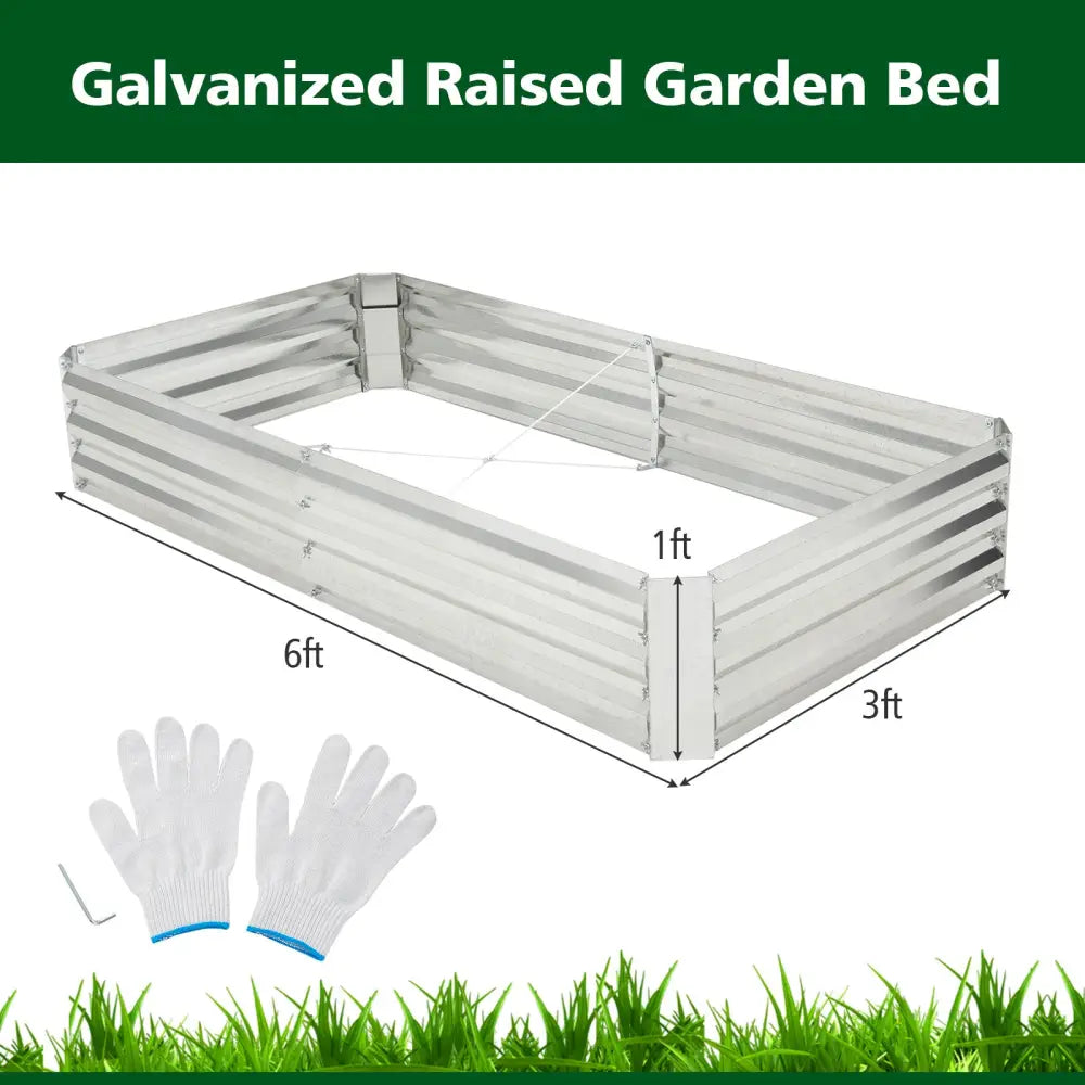 Metal Galvanized Raised Garden Bed with Open-Ended Base-6 x 3 ft - Silver - Raised Garden Beds