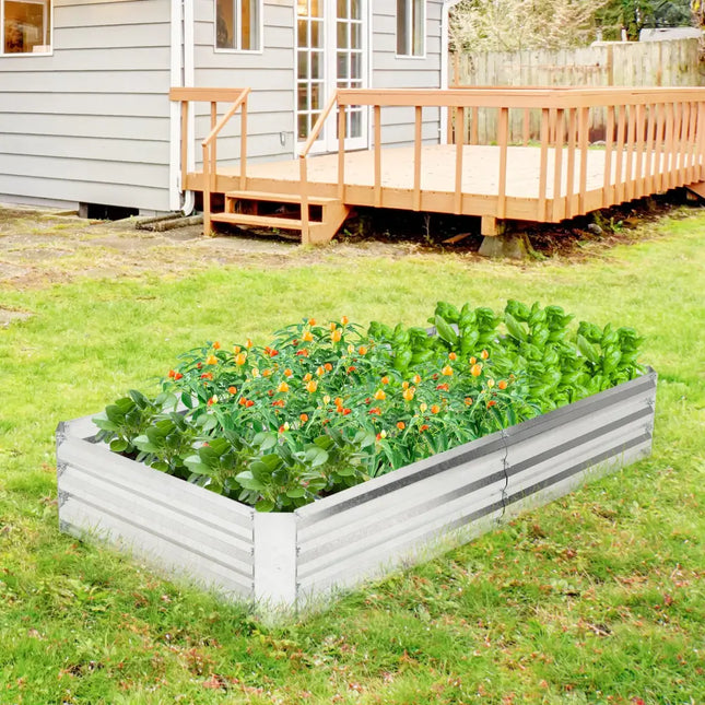 Metal Galvanized Raised Garden Bed with Open-Ended Base-6 x 3 ft - Silver - Raised Garden Beds