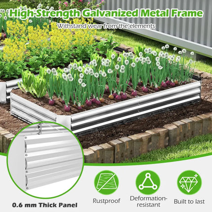 Metal Galvanized Raised Garden Bed with Open-Ended Base-8 x 4 ft - Silver - Raised Garden Beds