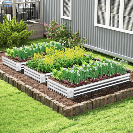 Metal Galvanized Raised Garden Bed with Open-Ended Base-8 x 4 ft - Silver - Raised Garden Beds